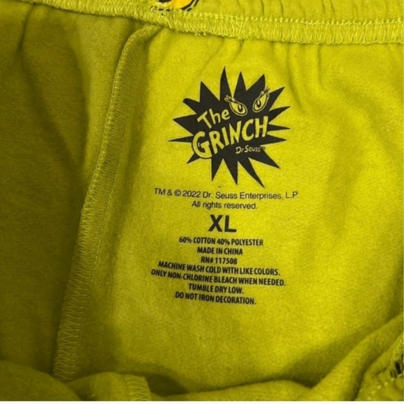 NWT 2 pc The Grinch Dr Seuss joggers hoodie pullover set sweatpants XL Christmas - Picture 10 of 10